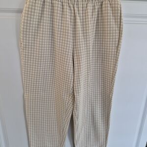 Ann Taylor Beige and Cream Gingham Pull-On 28 Inch Waist